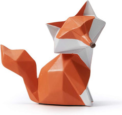HAUCOZE Fox Statue Figurine Modern Animal Sculpture Home Decor Geometric Art Gif
