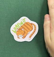 STICKER – «Loafin It» Cat Sticker, 4 inches, glossy sticker original art