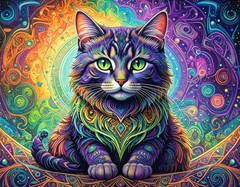 Psychedelic Pop Art Cat Vinyl Sticker Waterproof Kitty Decal Laptop Car Bumper