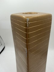 Gold Ceramic Rectangular Floor Vase Striped Modern Decorative Matte 3 lb 6.5 oz