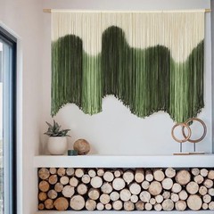 Macrame Wall Hanging Green Fiber Boho Wall Art Unique Handmade Large