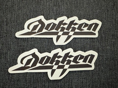 Lot (2) DOKKEN 1 1/8″ x 3 1/4″ Band Logo STICKERS Black FAST! FREE SHIP! Don