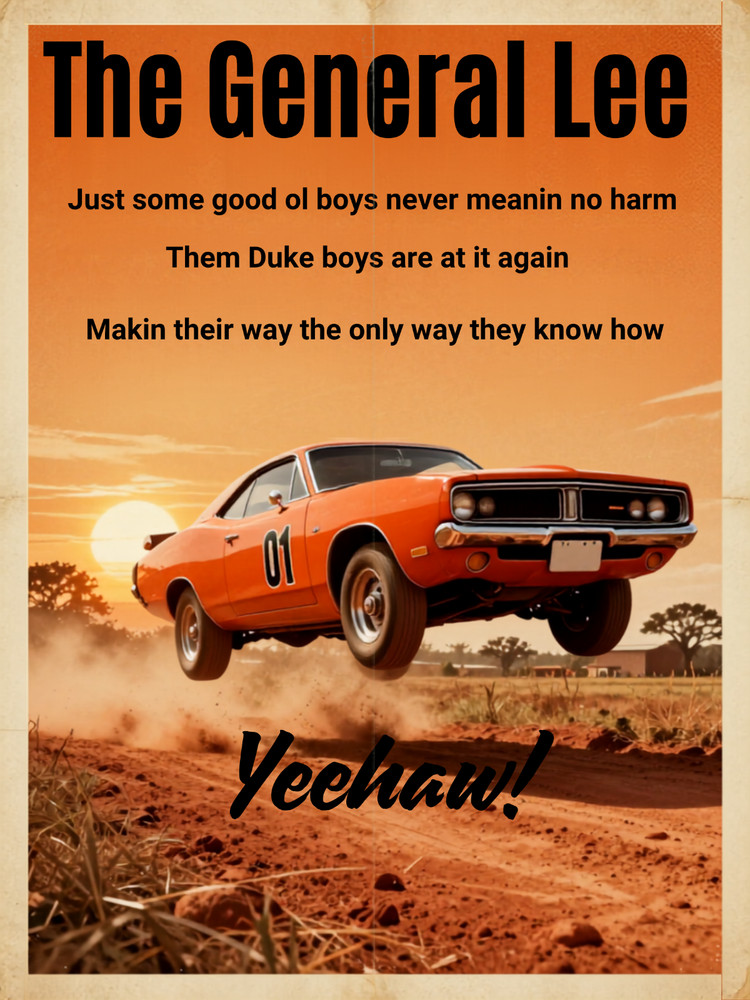 Dukes Of Hazzard General Lee Style Wall Collage Poster Print