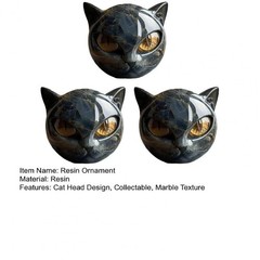 Luxury Black Cat Stone Sculpture Resin Office Desk Ornament Elegant Home Decor