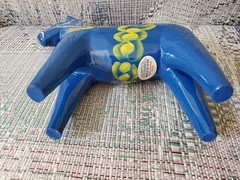 Swedish dala horse 6 inches vintage wooden blue yellow and white Sweden