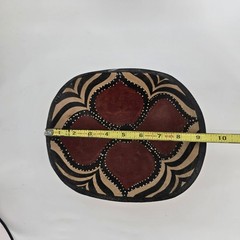 Hand Painted Wooden Decorative Bowl Floral Geometric Tribal Boho Centerpiece 8.5