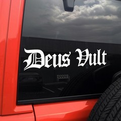 Deus Vult V2 Sticker Decal Vinyl Christianity Roman God Wills It Medieval Script