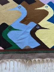Vintage Gorgeous Hand Woven Peruvian Wool Weaving Tapestry Kilim Rug 144×106 Cm
