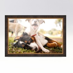 15×23 Rustic Brown with Gold Real Wood Picture Frame Width 1.25 inches | Interio