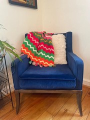 Vintage 1970s Funky Bright Bold Sofa Throw Afghan Baby Blanket Crib Blanket