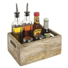 HUBERT® Condiment Caddy Solid Wood – 8 7/8″ L x 6 1/2″ W x 4 1/8″ H