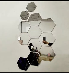 Hexagon Acrylic 3D Mirror Wall Sticker Home Decor Self-adhesive Mirror Decor