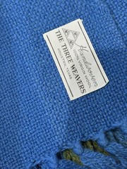 New The Three Weavers Handwoven 100% Virgin Wool Throw, Blue Green 52×72