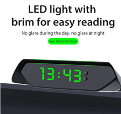 4 in1 Solar Car Dashboard LED Digital Thermometer Clock W/LCD Screen Display ABS