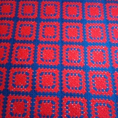Beautiful Vibrant Blue And Red Handmade Granny Square Throw Blanket 62 By 46 In