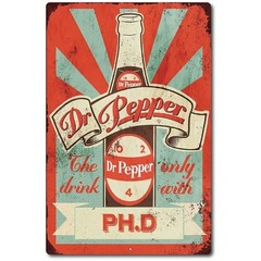 Dr Pepper Sign Metal tin Vintage look. metal Soda SIGN Tin PEPPER Bar . decor