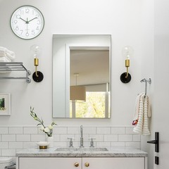 Modern Green Bathroom Wall Clocks 8 Inch Non-Ticking Battery Operated for Office