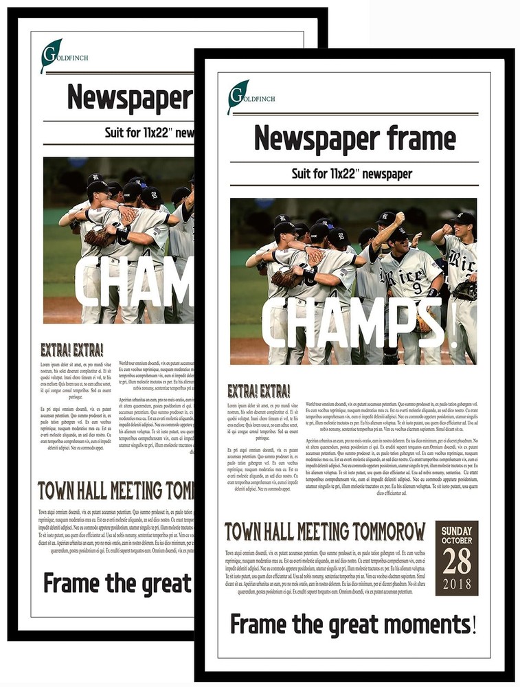 Newspaper Frame 11×22, 2 Packs for Articles and Media, Wall Hangers Included