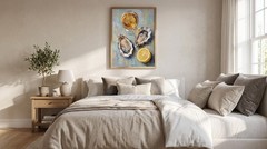 Oysters and Wine Art Poster Oil Painting Impressionist Kitchen Wall Decor Print