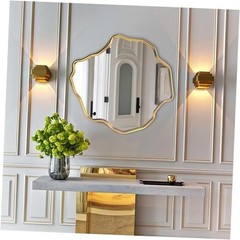 Irregular Wall Mirror Gold, Asymmetrical Wavy Mirrors Decoartive for Bathroom,