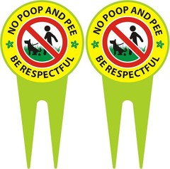 2 Pack No Dog Poop Sign Double Sided Be Respectful Lawn Yard Warning Outdoor