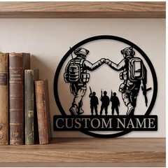 Custom Army Family Metal Wall Art Personalized Veteran New Home Sign