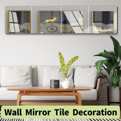 Unbreakable Full Length Wall Mirror, 4Pcs 10″x10″, Over 40″L x 10″W, Silver