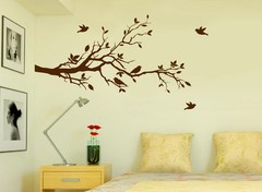 Tree Branches Wall Decal Love Birds Vinyl Sticker Nursery Leaves 56″ W X 28″ H