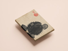 Japanese Pufferfish Art Poster – Traditional Ukiyo-e Woodblock Canvas Fish Decor