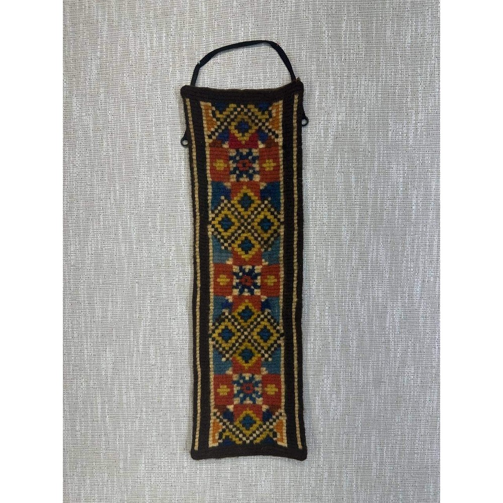 Vintage Hand Woven Wool Geometric Folk Art Wall Hanging Tapestry 053 (22)