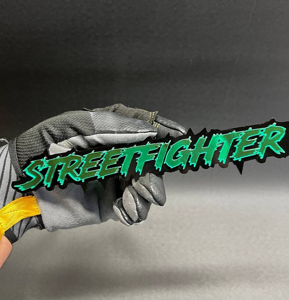 1x «STREETFIGHTER» Custom Text 3D Acrylic Car Emblem Badge Multicolor Laser Cut