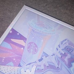 Home Decor Framed Canvas Print Nike Sneakers Starbucks Cup Modern Multicolor Art