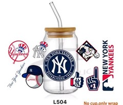 New York Baseball Team UV DTF Transfer Sticker Cup Wrap DIY Glasses Bottles