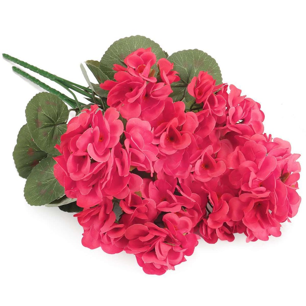 1-3X Artificial Geraniums UV Resistant Silk Flower Outdoor Garden Porch Vase Red