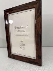 NEW Natalini Handmade 5 x 7″ Italy Lacquer Photo Picture Frame Brown Wood Modern