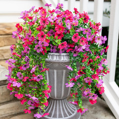 Artificial Flowers for Outdoors Decoration, 2Pcs Pink Fake Hanging Spring Summer