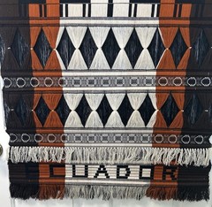 Vintage Otavalo Ecuador Wool Tapestry 13 Wood Rods MCM Wall Hanging 52×30 Deer