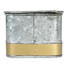 Creative Co-Op Nestable Rectangular Metal Storage Boxes Hasp Lock Silver Set Of