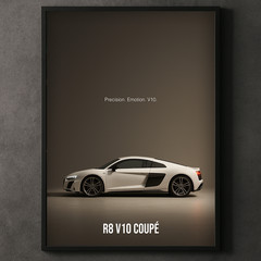 Audi R8 V10 Poster – Modern Supercar Wall Art Print, Garage Decor