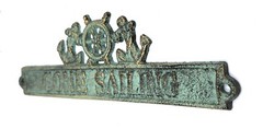 Gone Sailing Nautical Sign Plaque Wall Decor Rustic Cast Iron with Anchors