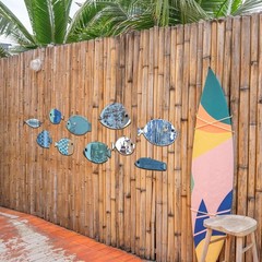 10 Pcs Fish Wall Decor Wooden School of Fish Wall Hanging Decor Wood Beach Wa…