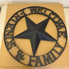 22″ Metal Barn Star Welcome Decor; Rustic Interior/Exterior Decoration – Black