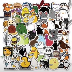 10 PCS Cute Funny Sarcastic Animals With Knives Stickers BRAND NEW