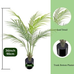 2 Pack 3ft Single Stem Artificial Areca Palm Tree, Fake Tropical Indoor Outdoor