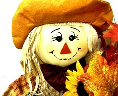 Fall/Thanksgiving Scarecrow Sunflowers Basket Shelf Sitter Approx. 28″x18″