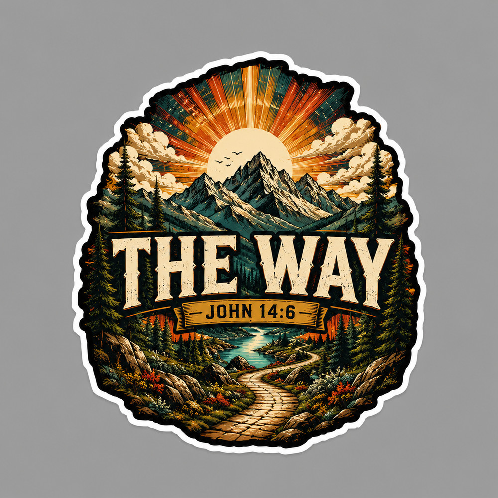 Christian Sticker Vinyl Decal The Way John 14:6 Mountain Path Jesus Faith Gift