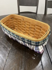 Vtg 2002 Longaberger Rectangle Bread Basket Plaid Skirt 12x5x5 Slanted