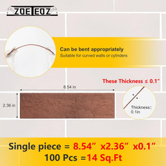 17-Piece Vintage Red Faux Brick Wall Panels for Indoor & Outdoor Use