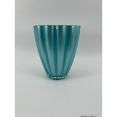Teleflora Gift Vase Teal Green Ribbed Scalloped Flower Holder Home Decor