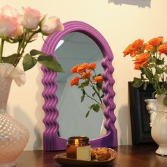 Wavy Mirror Wall Decor for Girly Nursery Bedroom, Small Decorative Irregular …